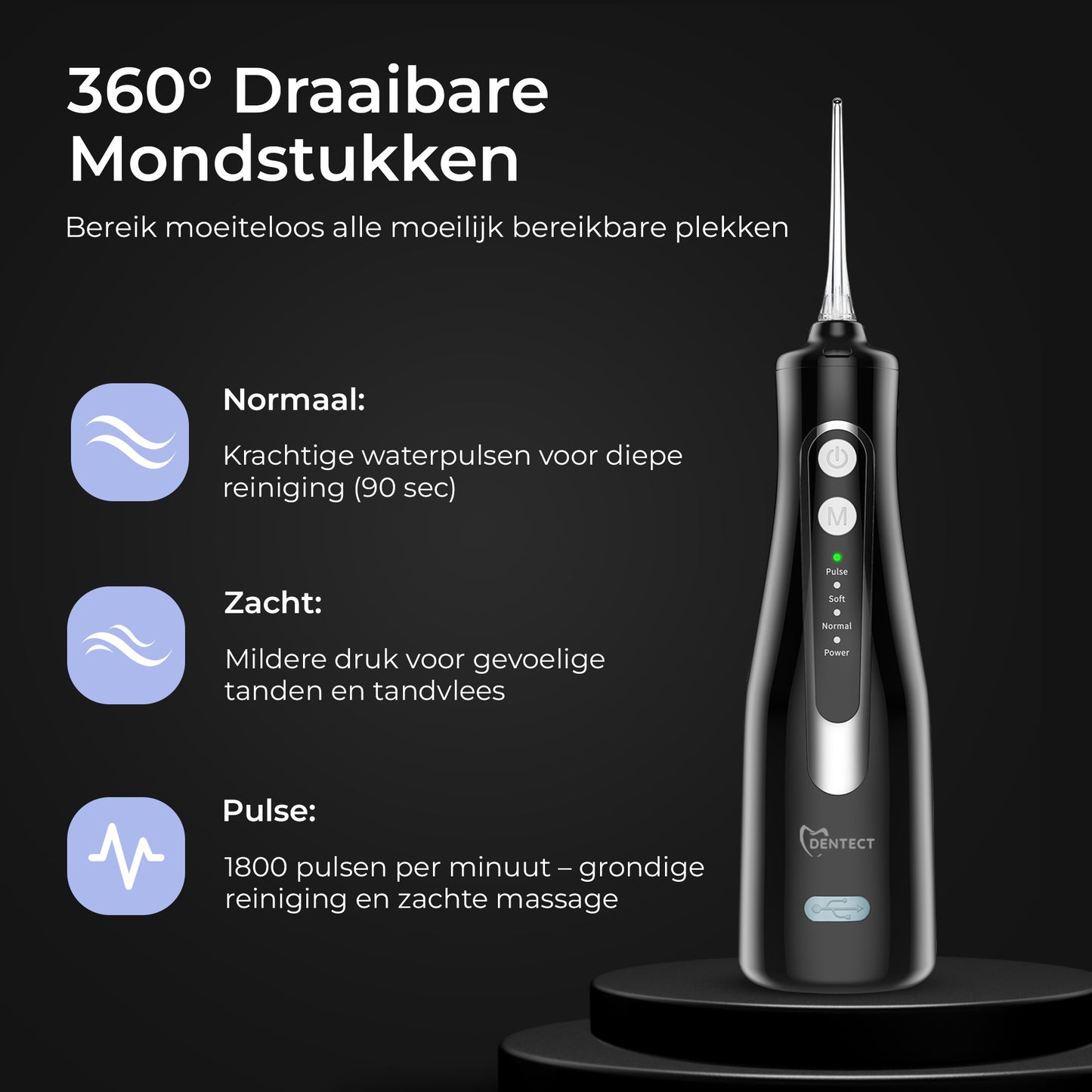 Dentect Waterflosser W500 Set - Inclusief Elektrische Tandenborstel